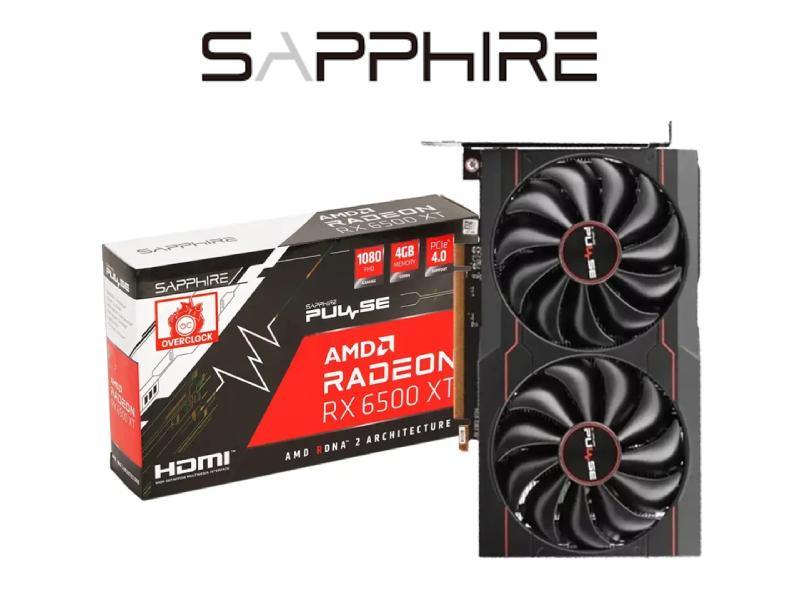 TARJETA DE VIDEO SAPPHIRE PULSE RX 6500 XT GAMING OC 4GB GDDR6 64BIT HDMI/DP P.N: S88-1E457-100SA